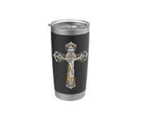 Médaille catholique Croix de Saint Benoît Gobelet isotherme en acier inoxydable double paroi