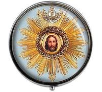 Médaille catholique du Saint-Sacrement Jésus Christ Bijoux religieux Bijoux Jésus - Pilulier photo d'art - Boîte à pilules à breloques - Boîte à bonbons en verre