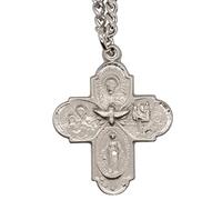 Médaille catholique Saint Roch, Saint Genesius ou croix à quatre voies - Excellent cadeau chrétien pour première communion ou confirmation - Accessoire religieux, Métal, Pas de gemme