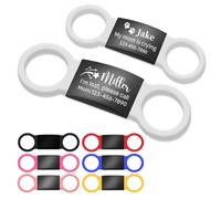 Médaille Chien avec Gravure Personnalisée - Silencieuse Personnalisable en Plaque Acier Inoxydable Glissante sur Collier, Élastique Silicone Anti-Bruit, Tailles S/M/L, Choix de 7 Couleurs