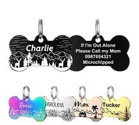 Medaille Chien avec Gravure personnalisée - YEHANTI Acier Inoxydable Médaille Chien et Chat Os Identification Gravure Prénom Adresse Tel avec gravure de motif personnalisée (L, Noir)