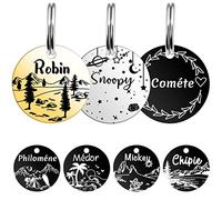 Medaille Chien avec Gravure Personnalisée, YEHANTI Médaille Chien et Chat Identification avec motif de style riche, Medaille Pour Chien en Acier Inoxydable avec Prénom Adresse Tel Gravés, Taille L