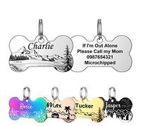 Medaille Chien et Chat avec Gravure personnalisée - YEHANTI Acier Inoxydable, Os Identification Prénom Adresse Tel avec motif (L, Argent)