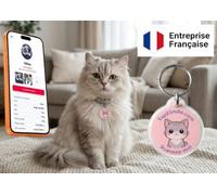 Médaille Connectée Chat/Médaille Chat - Double Technologie : QR Code + NFC - Sans Conctact - RGPD - Données personnelles sécurisés - Sans Abonnement - Tap2Smile (Tag Chat)