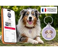Médaille Connectée Chien/Médaille Chien - Double Technologie : QR Code + NFC - Sans Conctact - RGPD - Données personnelles sécurisés - Sans Abonnement - Tap2Smile (Tag Chien)