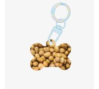 Médaille de chien tendance en acrylique avec motif de pommes de terre de jardin en forme d'os double face pour chiens et chats