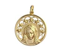 Médaille de la Vierge de la Joie en argent sterling 925 plaqué or, représentant une jeune fille vierge de 27 mm.