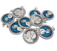 Médaille de l'Apôtre Santiago et Cathédrale de Saint Jacques de Compostelle. 10 Médailles souvenir Pèlerinage. Charms plaqué argent h 2,4 cm