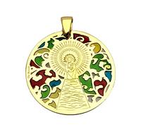 médaille de Notre-Dame du Pilar d'oreilles en Argent boîtier en Or de KT et Vernis