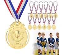 Médaille de Récompense pour Enfants, Médaille d'or avec Rubans de Cou, 12 Pièces Médailles Enfants, Medailles Olympiades, Médailles de Football pour Enfants, Medaille Football Metal pour Enfants