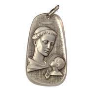MÉDAILLE DE SAINT ANTOINE DE PADOUE AVEC L'ENFANT JÉSUS- FABRIQUÉE EN HAUT RELIEF DE STYLE ITALIEN ANCIEN - 100% FABRIQUÉ EN ITALIE