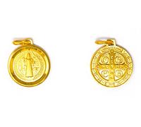 Médaille de Saint Benoît en or - Médaille catholique et carte de prière de Lourdes