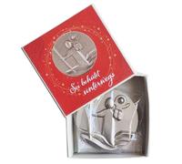 Médaille de Saint Christophe argentée - Soyez protégé lors de vos déplacements - Sainte gardien comme plaque de voiture dans une jolie boîte cadeau.