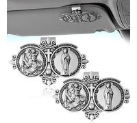 Médaille de Saint Christophe pour voiture, accessoires automobiles, clip de visière de Saint Christophe, accessoires de visière de voiture, accessoires de sécurité pour la conduite, cadeau religieux