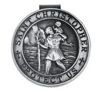 Médaille de Saint Christophe pour Voiture, Clip pour Pare-Soleil de Voiture pour Conducteurs et Voyageurs, Ø 4.5 cm(Argent)