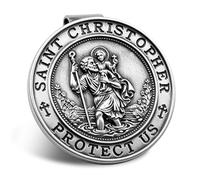 Médaille de Saint Christophe pour Voiture,Porte-clés de voiture Saint Christophe,Saint Patron des Automobilistes Ange Gardien Décoration Auto, Idée Cadeau pour Nouveau Conducteur, Amis et Famille