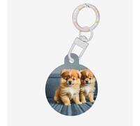 Médaille décorative en acrylique avec imprimé chiots de Poméranie pour animaux de compagnie, pendentif épais pour animal de compagnie, vacances pour les amoureux des animaux, cadeau pour chien