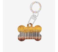Médaille d'identification abstraite en forme d'os en forme d'arbres dorés en acrylique avec anneau pour chien et chat