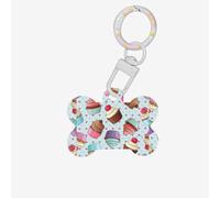 Médaille d'identification en acrylique avec motif cupcake - Double face - Avec porte-clés pour animaux de compagnie