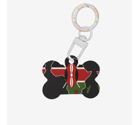 Médaille d'identification en acrylique en forme d'os avec anneau pour chien et chat - Motif Africa in Profile Kenya