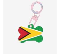 Médaille d'identification en acrylique en forme d'os avec drapeau de la Guyane pour petit animal de compagnie