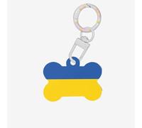 Médaille d'identification en acrylique en forme d'os avec drapeau de l'Ukraine, parfaite pour les chiens et les chats de petite et grande taille, mignonne et fonctionnelle