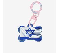 Médaille d'identification en acrylique en forme d'os avec drapeau d'Israël, parfaite pour les chiens et chats de petite et grande taille, mignonne et fonctionnelle