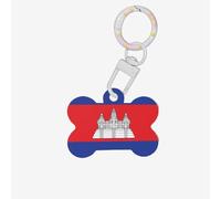 Médaille d'identification en acrylique en forme d'os avec drapeau du Cambodge pour animaux de compagnie, parfaite pour les chiens et chats de petite et grande taille, mignonne et fonctionnelle