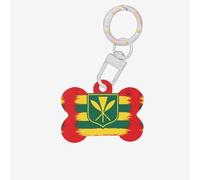 Médaille d'identification en forme d'os de drapeau hawaïen pour chien, chat en acrylique avec anneau pour chien et chat, pendentif artisanat