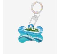 Médaille d'identification en forme d'os en forme de poisson sous-marin en acrylique avec anneau pour chien et chat