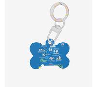 Médaille d'identification en forme d'os en forme de villes et monuments coréens, étiquettes d'identification en acrylique pour chien et chat avec anneau pour chien, chat, pendentif artisanat