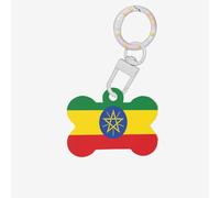 Médaille d'identification en forme d'os en forme d'os en forme de drapeau de l'Éthiopie, parfaite pour les chiens et les chats de petite et grande taille, mignonne et fonctionnelle