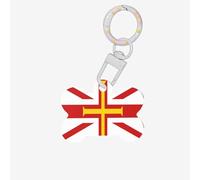 Médaille d'identification en forme d'os en forme d'os en forme de drapeau des îles de Guernesey pour animaux de compagnie, parfaite pour les chiens et les chats de petite et grande taille, mignonne et