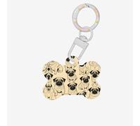 Médaille d'identification en forme d'os pour chien carlin mignon en acrylique avec anneau pour chien et chat, pendentif artisanat