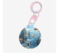 Médaille d'identification flottante de la ville des écoles de poissons dans les nuages pour chien et chat personnalisée, tendance, ronde, de nombreuses couleurs, matériau acrylique, pour petits et