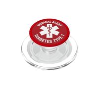 Médaille d'identification médicale pour diabète de Type 1 Rouge PopSockets PopGrip pour MagSafe