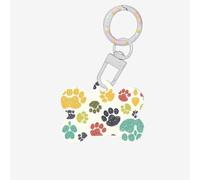 Médaille d'identification mignonne en forme d'os en forme de patte de chien colorée en acrylique avec anneau pour chien et chat
