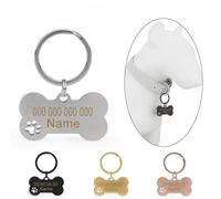 Médaille d'identification personnalisée en acier inoxydable pour animal de compagnie, nom et numéro de téléphone gravés (or, M : 36 x 24 mm)