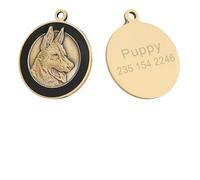 Médaille d'identification personnalisée for Chien, Plaque Golden Retriever, Accessoires de Collier rétro, nom DIY, for Colliers et pendentifs bravecto Chien(E German Shepherd)