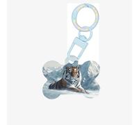 Médaille d'identification pour animal de compagnie « A Cold Tiger as ice » - Médaille personnalisée pour chien et chat - Acrylique en forme d'os - Bleu ciel - Taille M