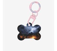 Médaille d'identification pour animal de compagnie « A Night of Lightning and Thunder » - Étiquettes d'identification mignonnes et élégantes pour un usage quotidien et les voyages, adaptées aux chiens