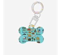 Médaille d'identification pour chien en forme d'os Asie Europe Afrique - Étiquettes d'identification en acrylique avec anneau pour chien et chat