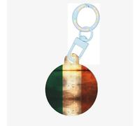 Médaille d'identification rétro drapeau irlandais pour chien et chat personnalisée, ronde, de nombreuses couleurs, matériau acrylique, pour petits et grands animaux de compagnie, bleu ciel, taille S