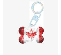 Médaille d'identification rétro pour animal domestique avec motif drapeau du Canada - Médaille d'identification en acrylique en forme d'os pour chien et chat, pour collier de taille moyenne