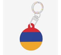 Médaille d'identification ronde en acrylique avec drapeau de l'Arménie pour animaux de compagnie, parfaite pour les chiens et chats de petite et grande taille, mignonne et fonctionnelle