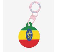 Médaille d'identification ronde en acrylique avec drapeau de l'Éthiopie, parfaite pour les chiens et chats de petite et grande taille, mignonne et fonctionnelle