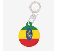 Médaille d'identification ronde en acrylique avec drapeau de l'Éthiopie, parfaite pour les chiens et chats de petite et grande taille, mignonne et fonctionnelle