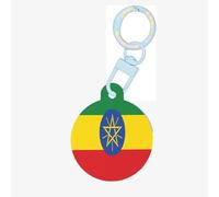 Médaille d'identification ronde en acrylique avec drapeau de l'Éthiopie, parfaite pour les chiens et chats de petite et grande taille, mignonne et fonctionnelle