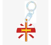 Médaille d'identification ronde en acrylique avec drapeau des îles de Guernesey pour animaux de compagnie, parfaite pour les chiens et chats de petite et grande taille, mignonne et fonctionnelle