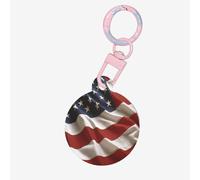 Médaille d'identification ronde en acrylique motif drapeau des États-Unis d'Amérique, parfaite pour les chiens et les chats de petite et grande taille, mignonne et fonctionnelle
